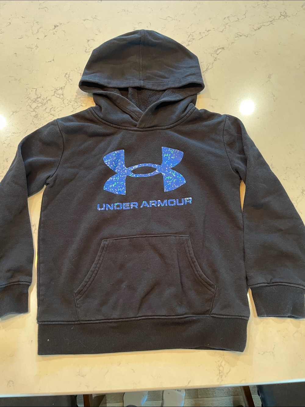 Under Armour Kids Black Hoodie with Blue Speckled Logo